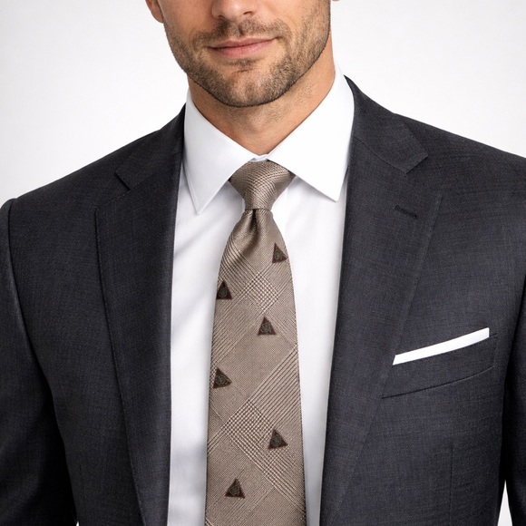 Joseph Abboud Other - Vintage Joseph Abboud Silk Tie Made in Italy Brown Houndstooth Geometric